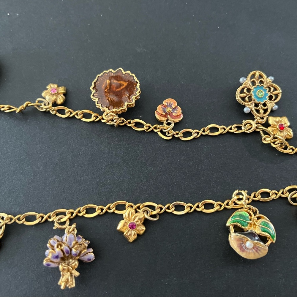 Vintage Joan Rivers Victorian Language of Flowers Necklace with Colorful Charms - Picture 9 of 11